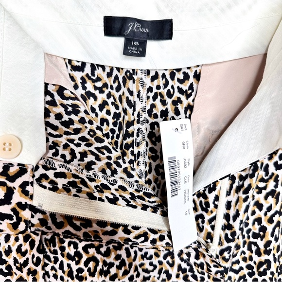 NWT J Crew Wide Leg Crop Pants Leopard Print Silk Tie Waist - Picture 9 of 14